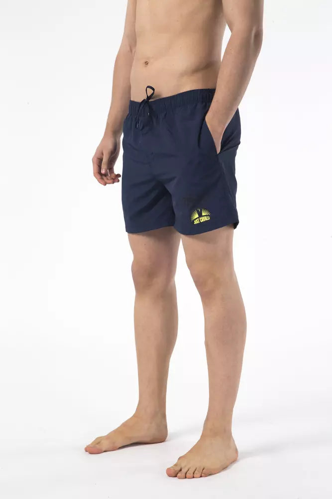 Short de bain bleu en nylon pour homme Just Cavalli