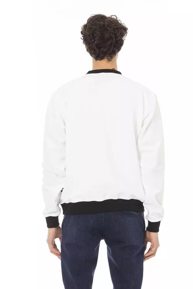 Sweat à capuche blanc en coton pour homme Baldinini Trend