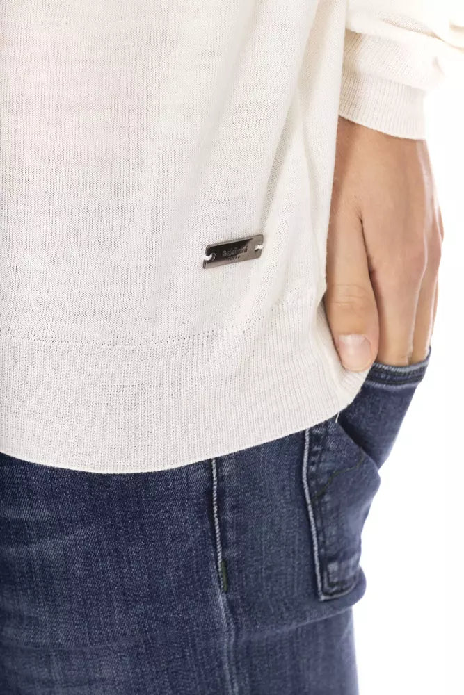 Baldinini Trend Witte Stoffen Herentrui met Turtleneck Design
