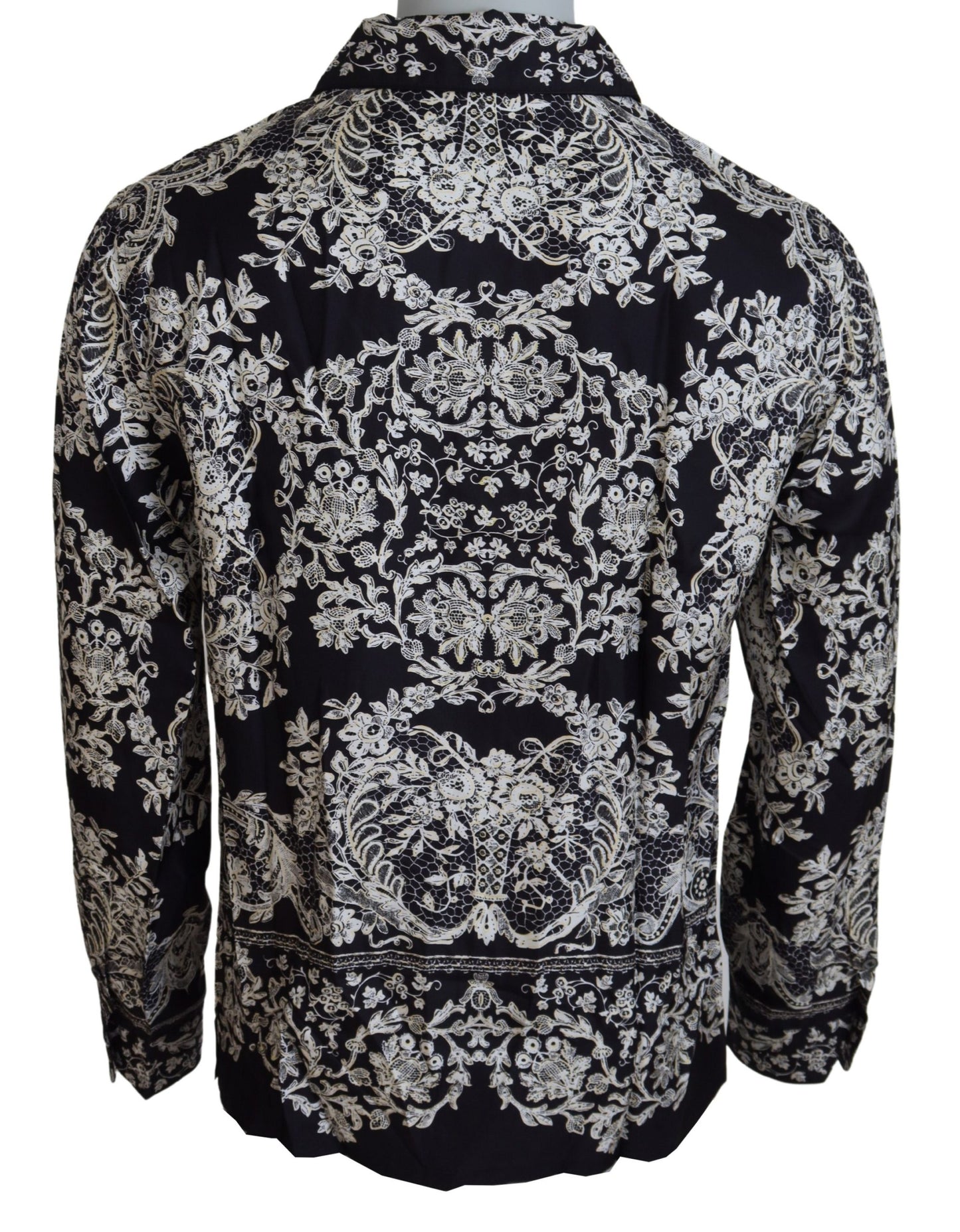 Dolce & Gabbana Blauw Katoenen Overhemd met Bloemenprint en Barokpatroon