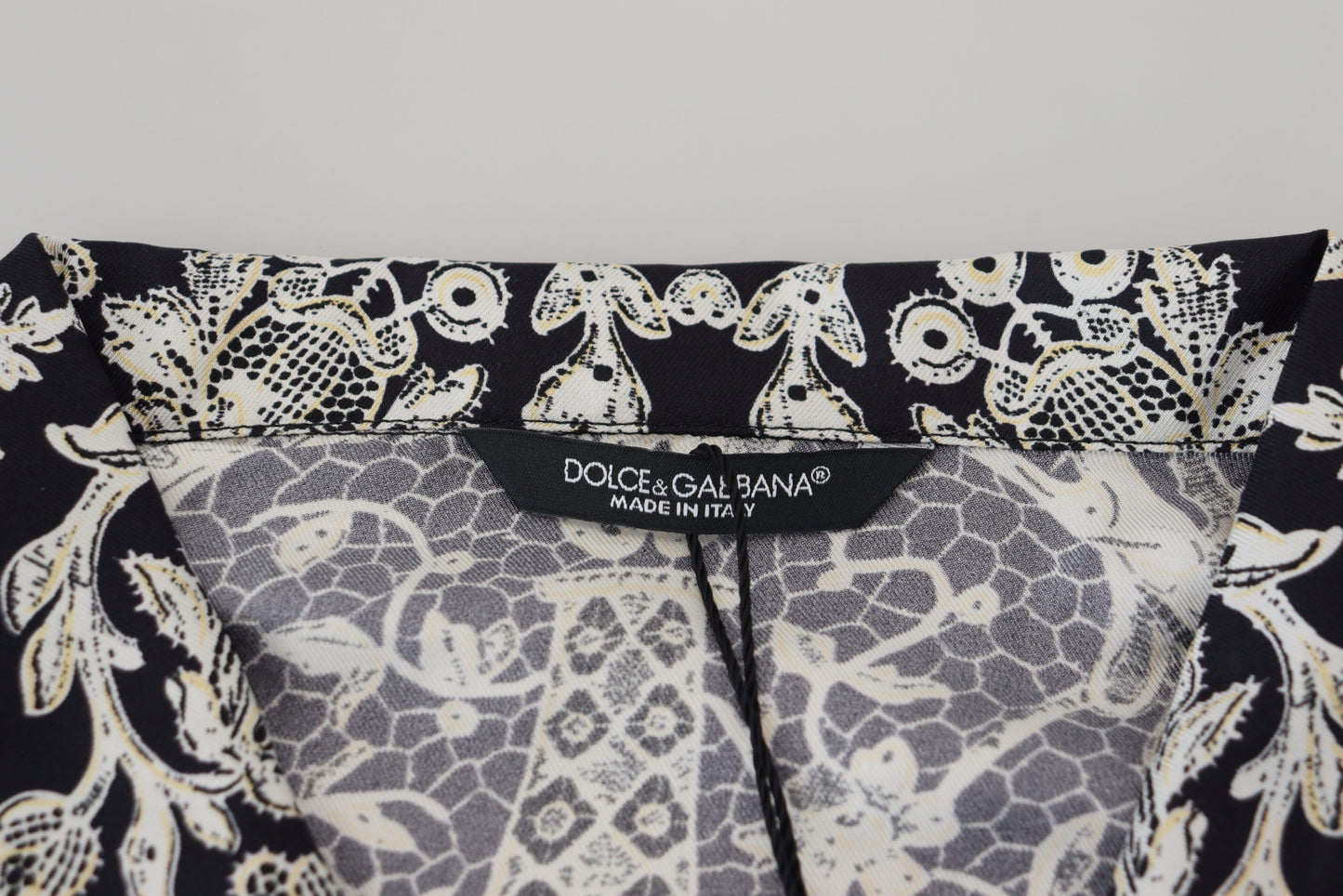 Dolce & Gabbana Blauw Katoenen Overhemd met Bloemenprint en Barokpatroon