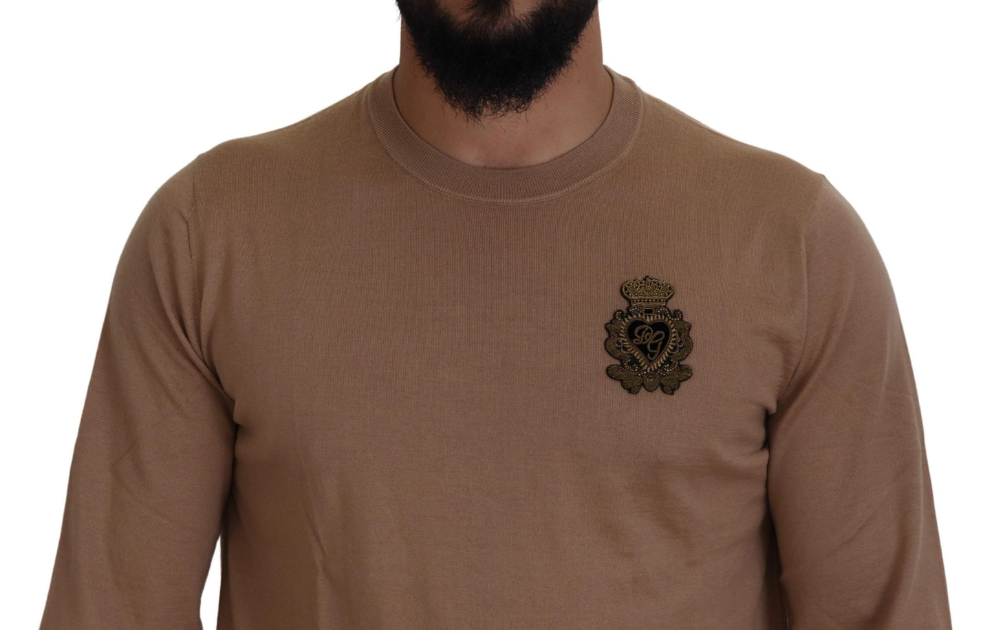 Dolce & Gabbana beige cashmere trui met kroonlogo