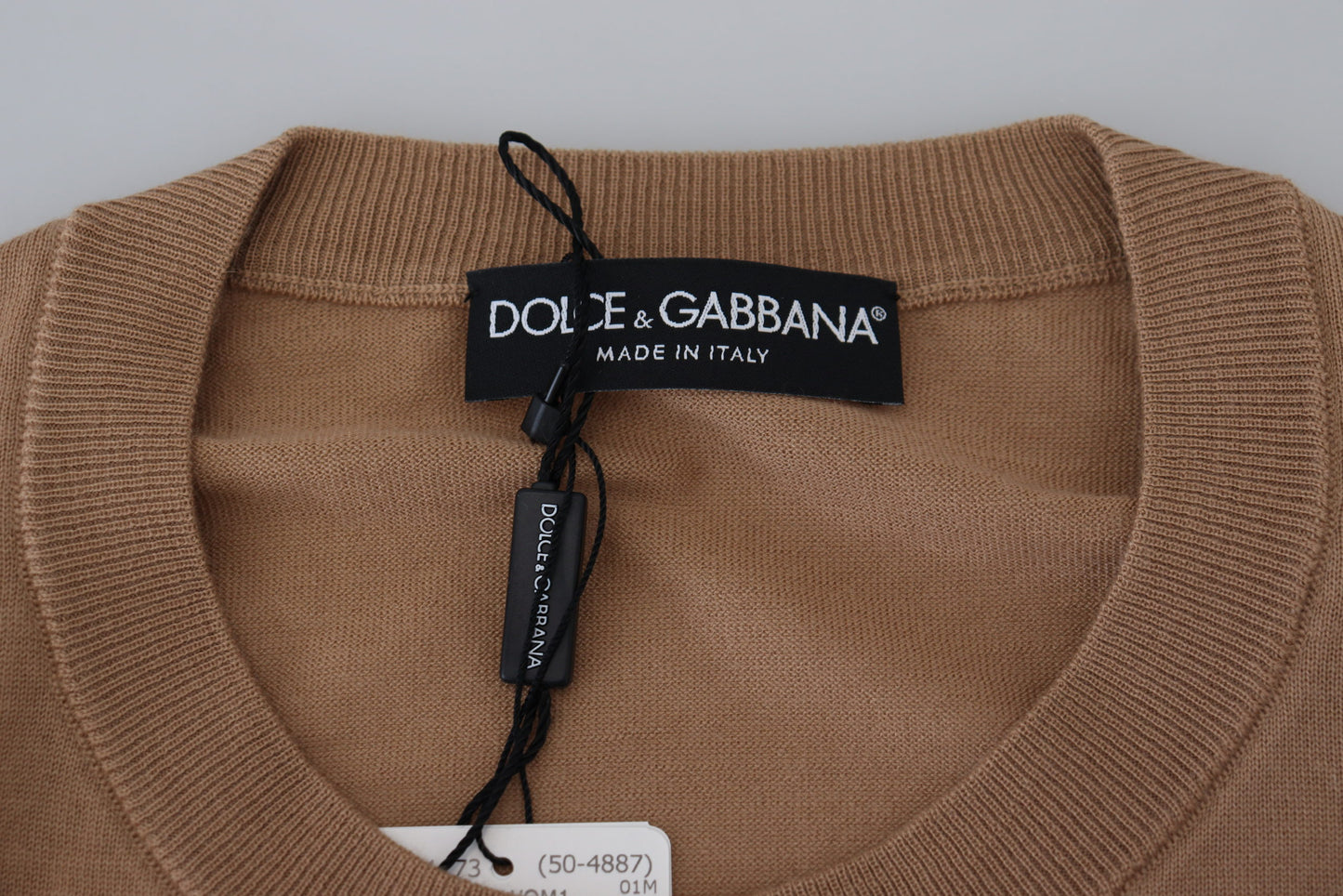 Dolce & Gabbana beige cashmere trui met kroonlogo