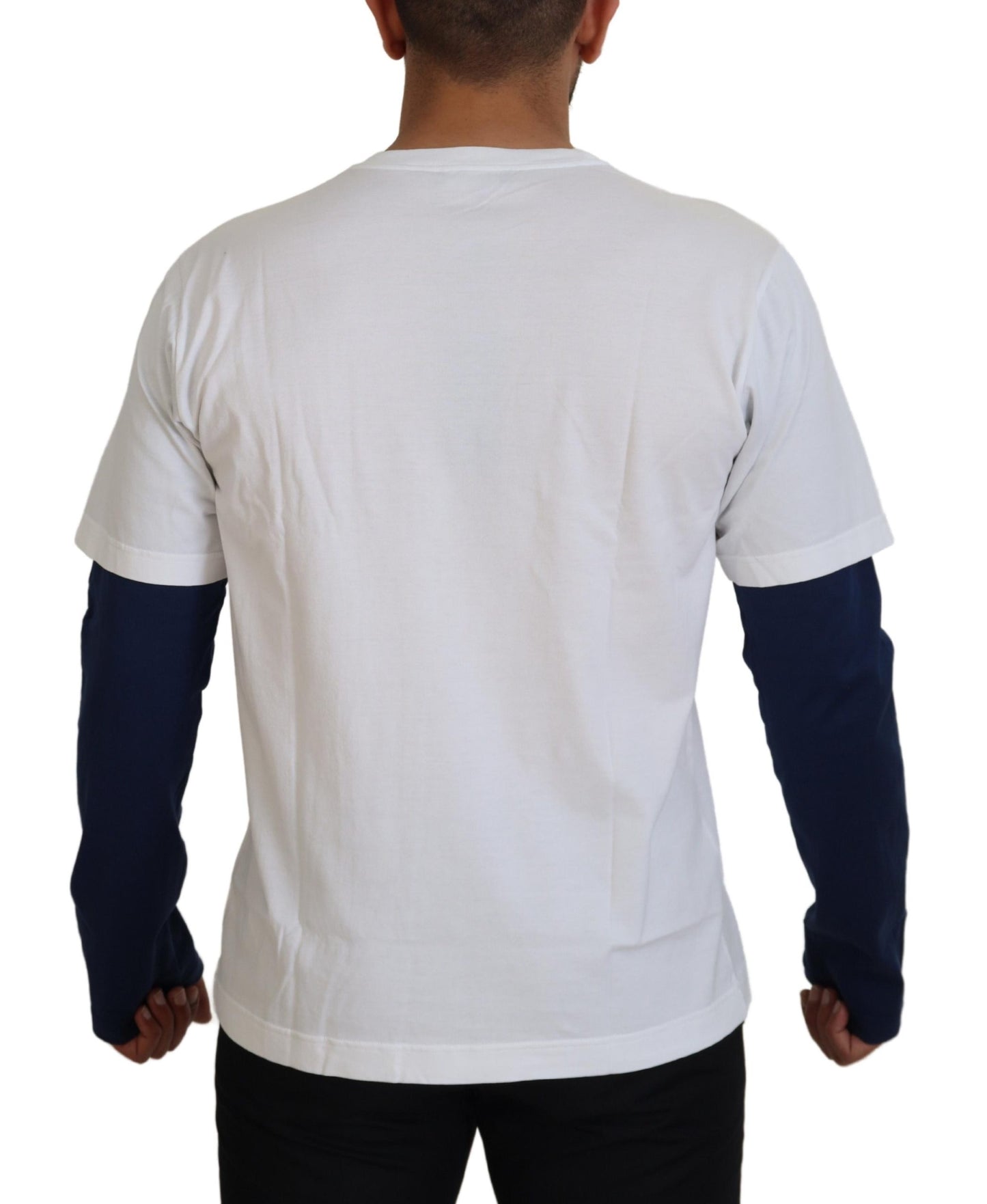 Pull en coton blanc et bleu avec couronne DG de Dolce & Gabbana
