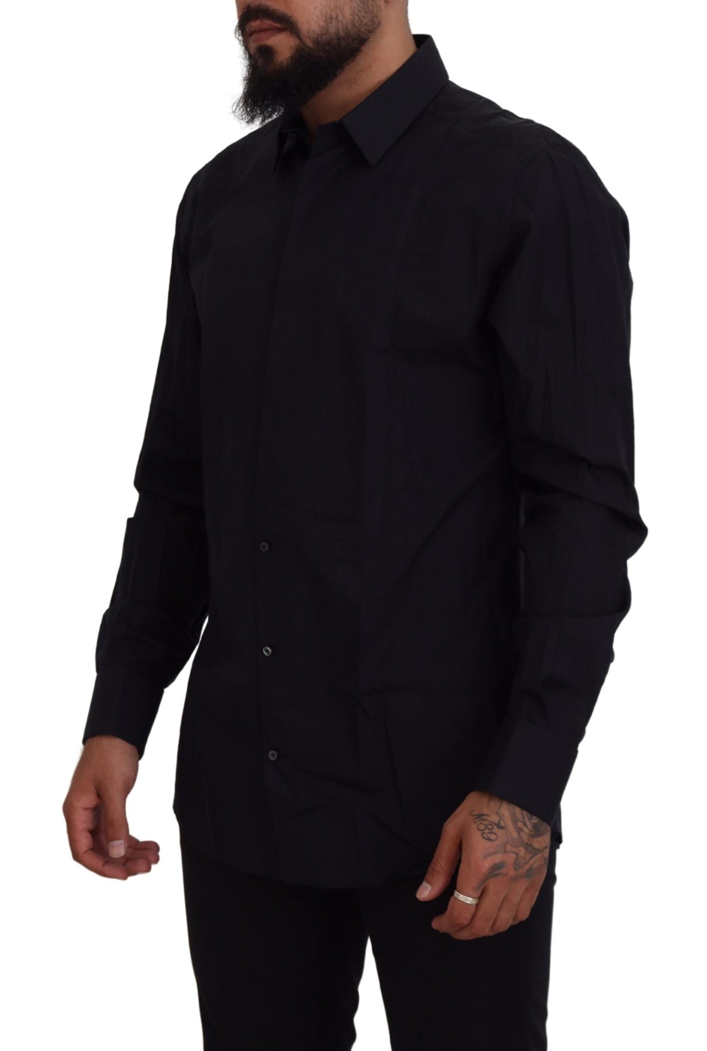 Dolce & Gabbana zwart-gouden katoenen, slim fit overhemd voor heren