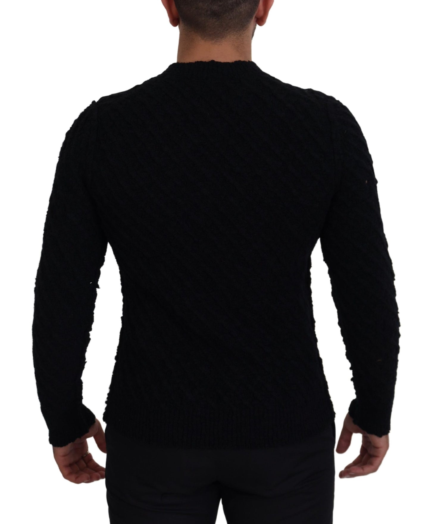 Pull en laine à col en V en tricot noir de Dolce & Gabbana