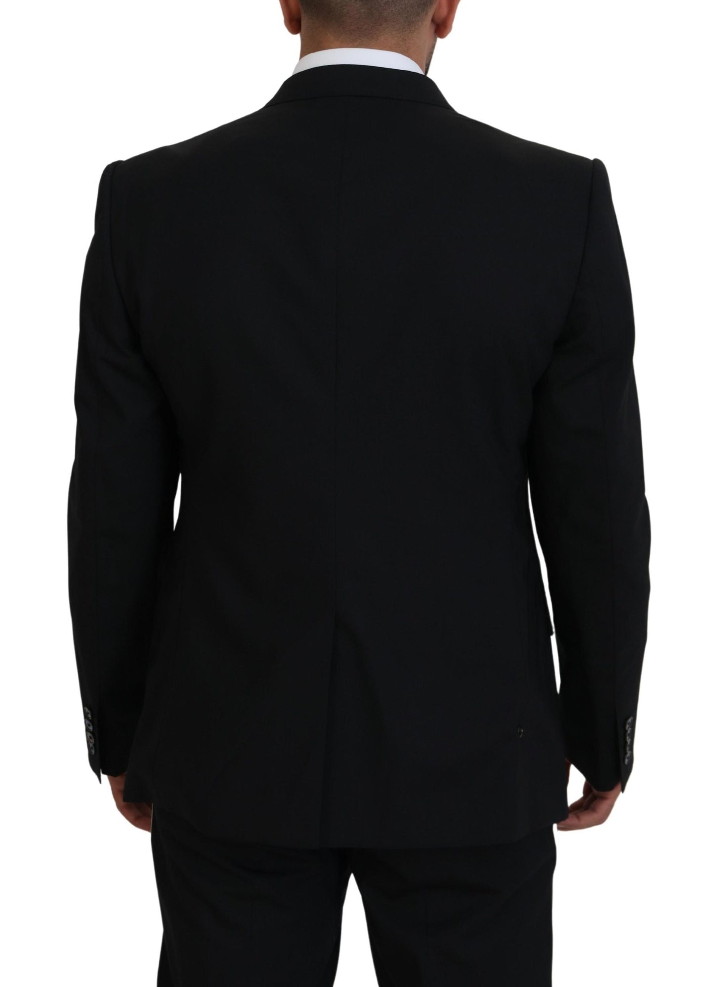 Dolce & Gabbana Blazer en laine stretch noir, coupe slim.
