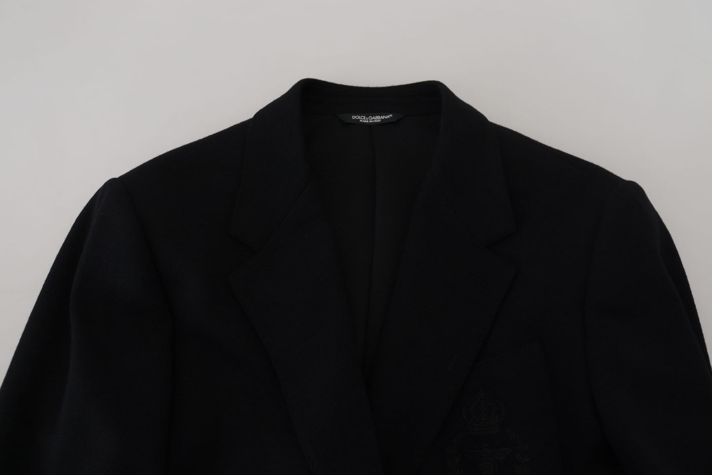 Dolce & Gabbana Blazer Croisé Noir en Laine, Coupe Étroite