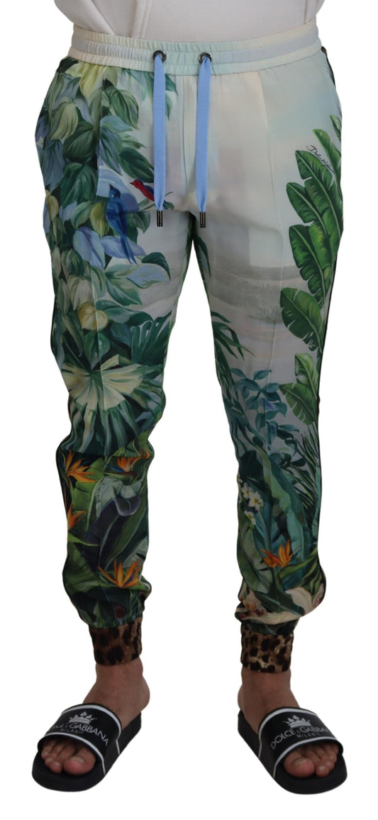 Dolce & Gabbana witte joggingbroek met bloemenprint voor heren