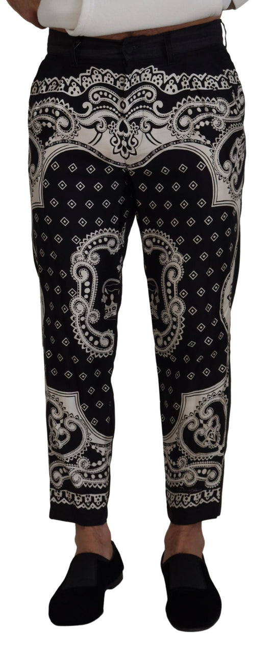 Dolce & Gabbana zwarte zijden broek met bandana-print