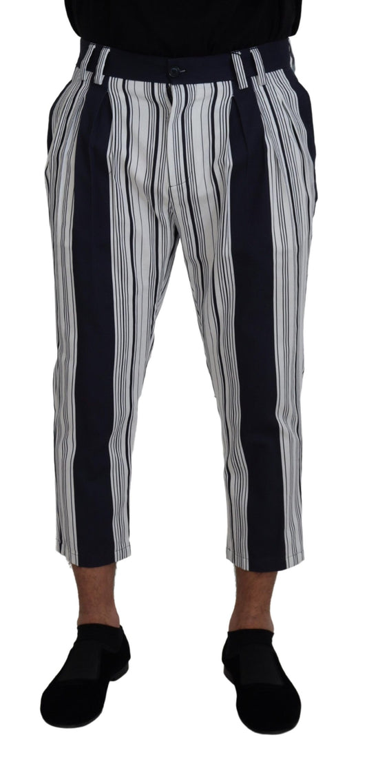 Dolce & Gabbana witte katoenen gestreepte cropped broek