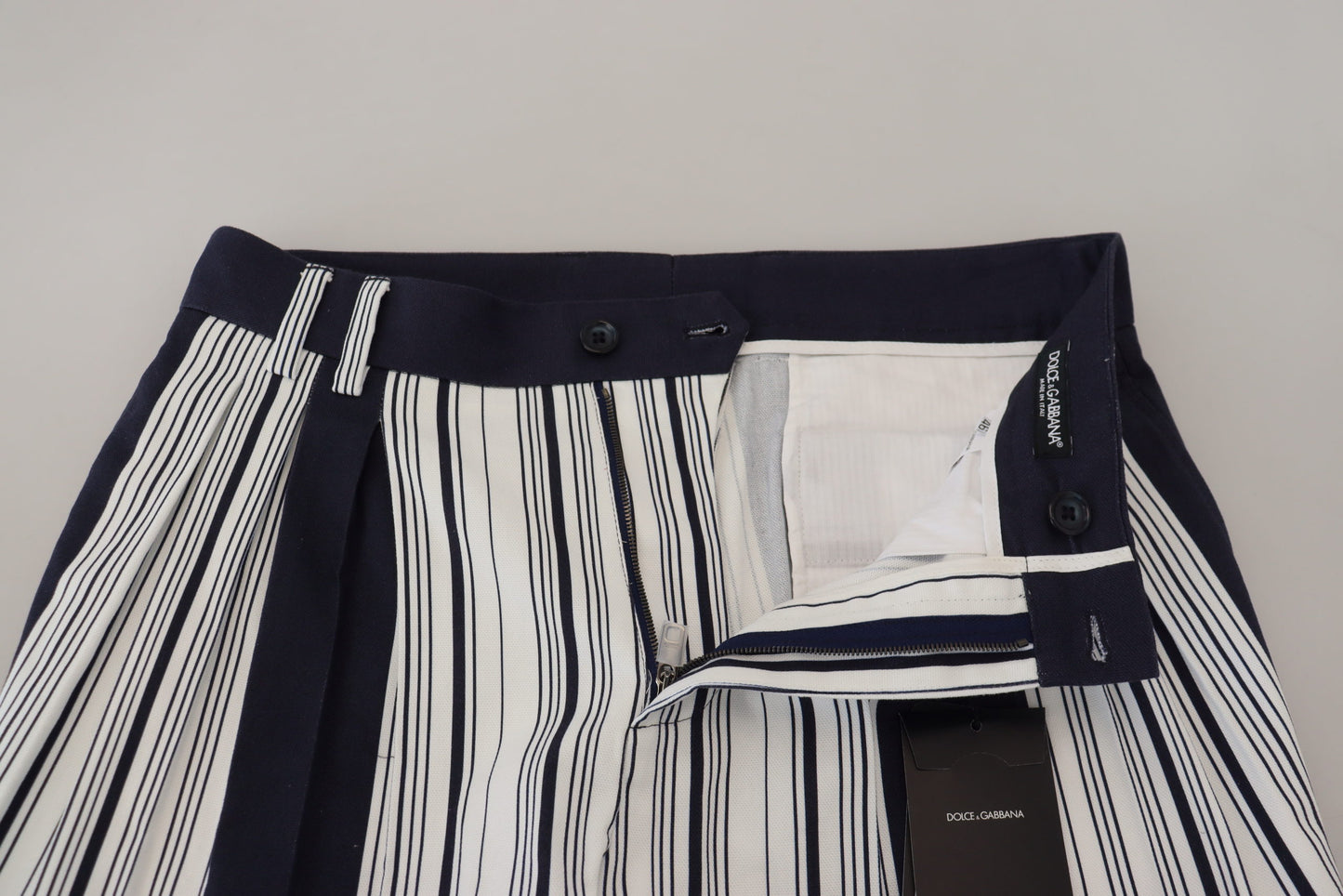 Dolce & Gabbana witte katoenen gestreepte cropped broek