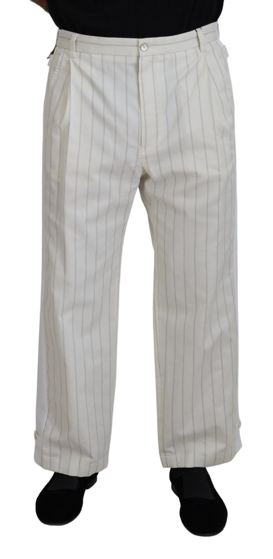 Formele broek van wit katoen met strepen van Dolce & Gabbana