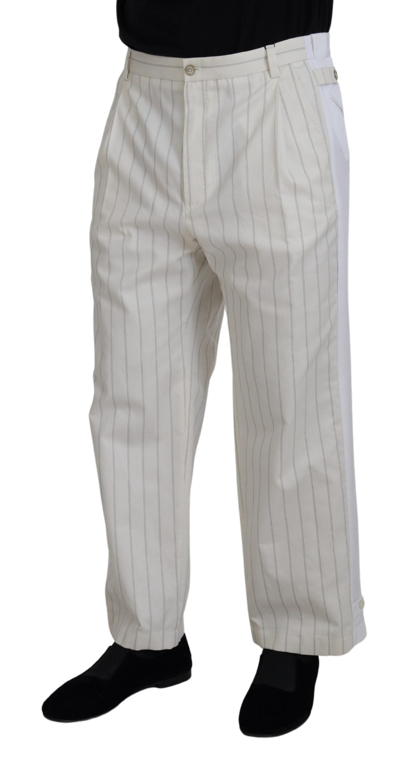 Formele broek van wit katoen met strepen van Dolce & Gabbana