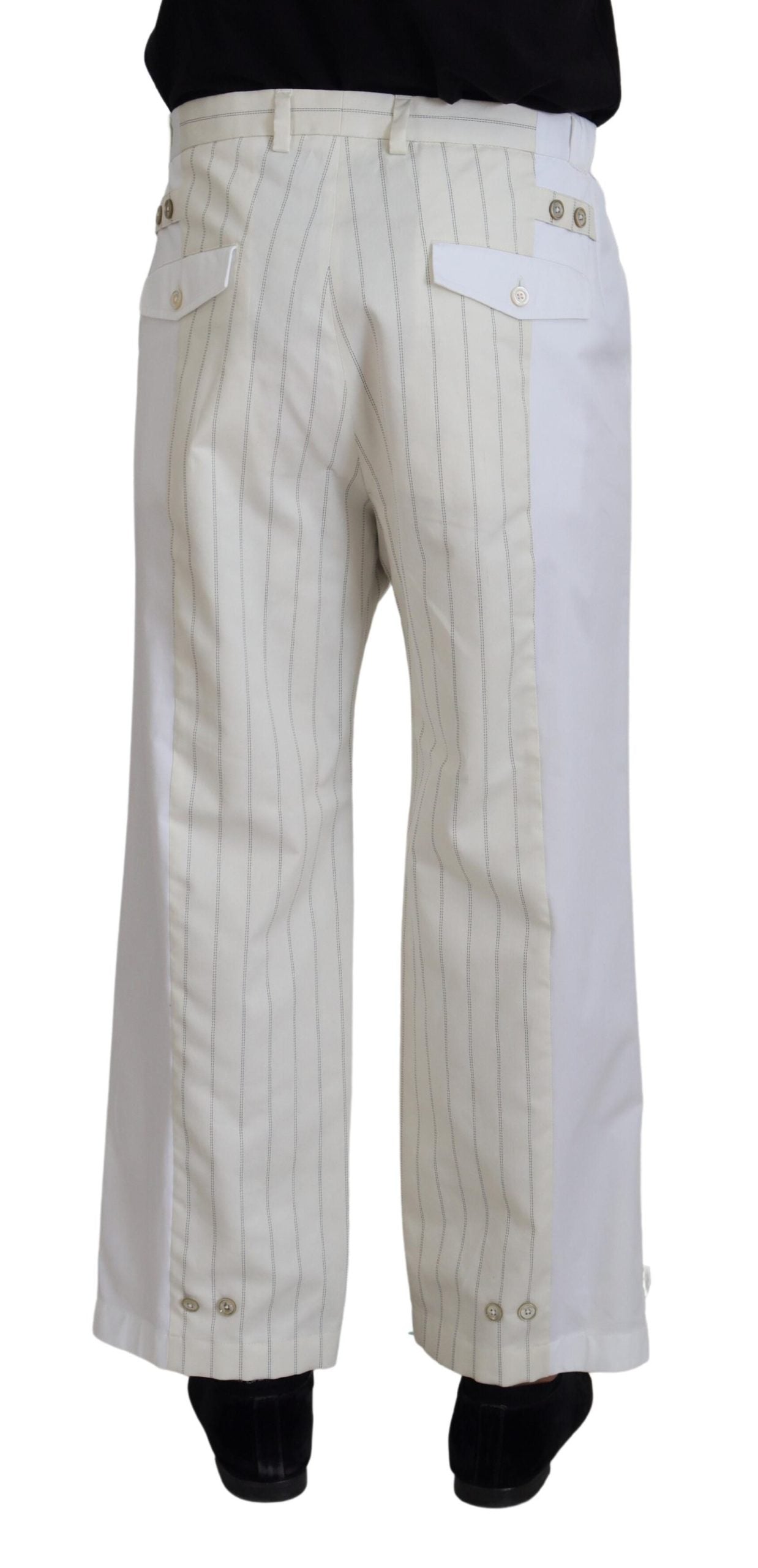 Formele broek van wit katoen met strepen van Dolce & Gabbana