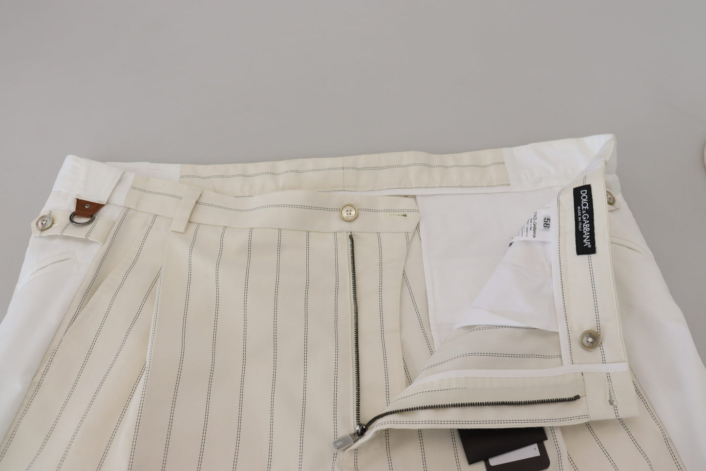 Formele broek van wit katoen met strepen van Dolce & Gabbana