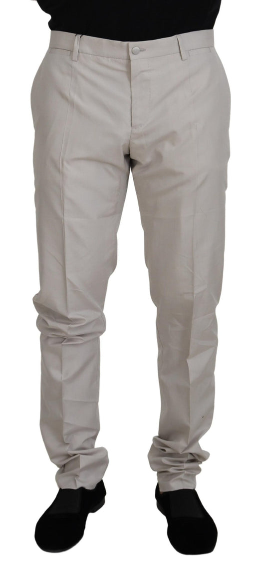 Dolce & Gabbana Chino broek van zijde in gebroken wit, met hoge taille.
