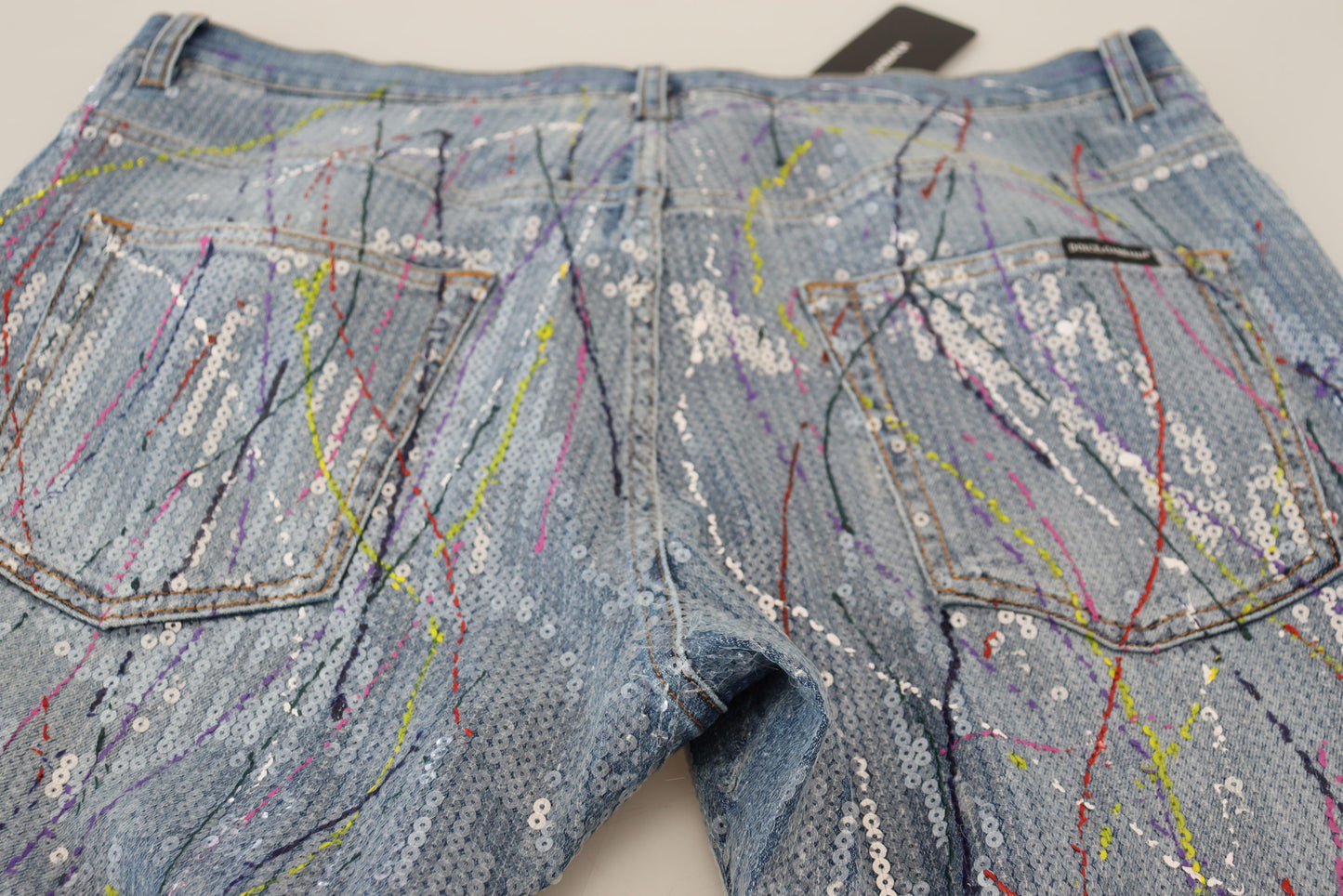 Jeans en jean bleu à imprimé coloré en coton de Dolce & Gabbana