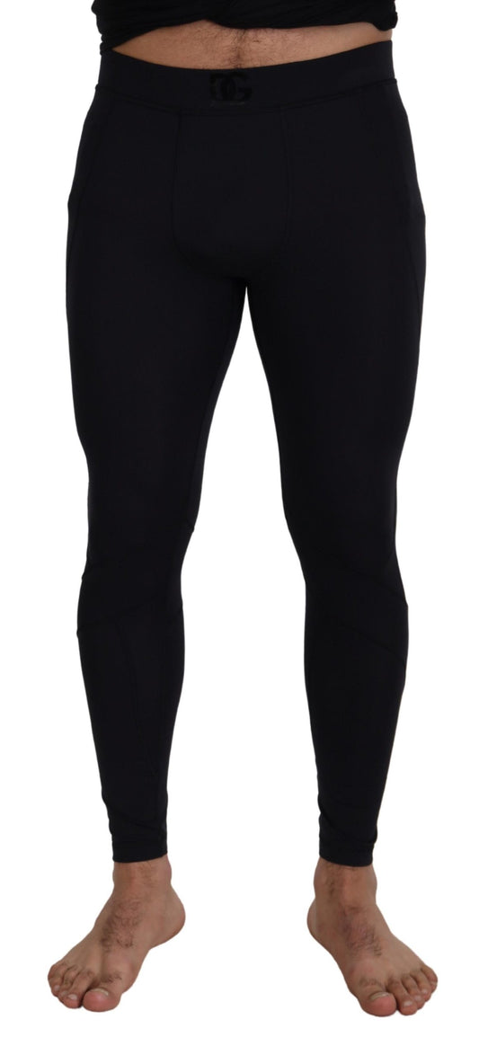 Dolce & Gabbana zwarte nylon slim fit stretch broek