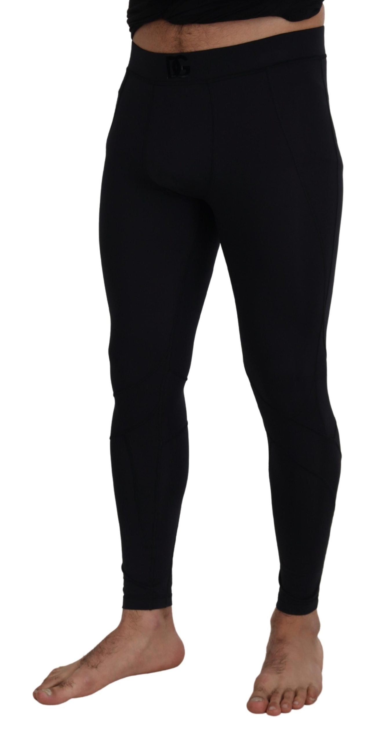 Dolce & Gabbana zwarte nylon slim fit stretch broek