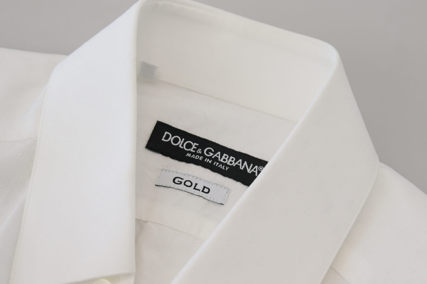 Chemise habillée blanche en coton, coupe ajustée, marque Dolce & Gabbana, modèle GOLD.