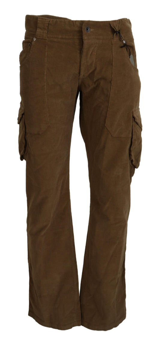 Ermanno Scervino bruine katoenen corduroy cargobroek