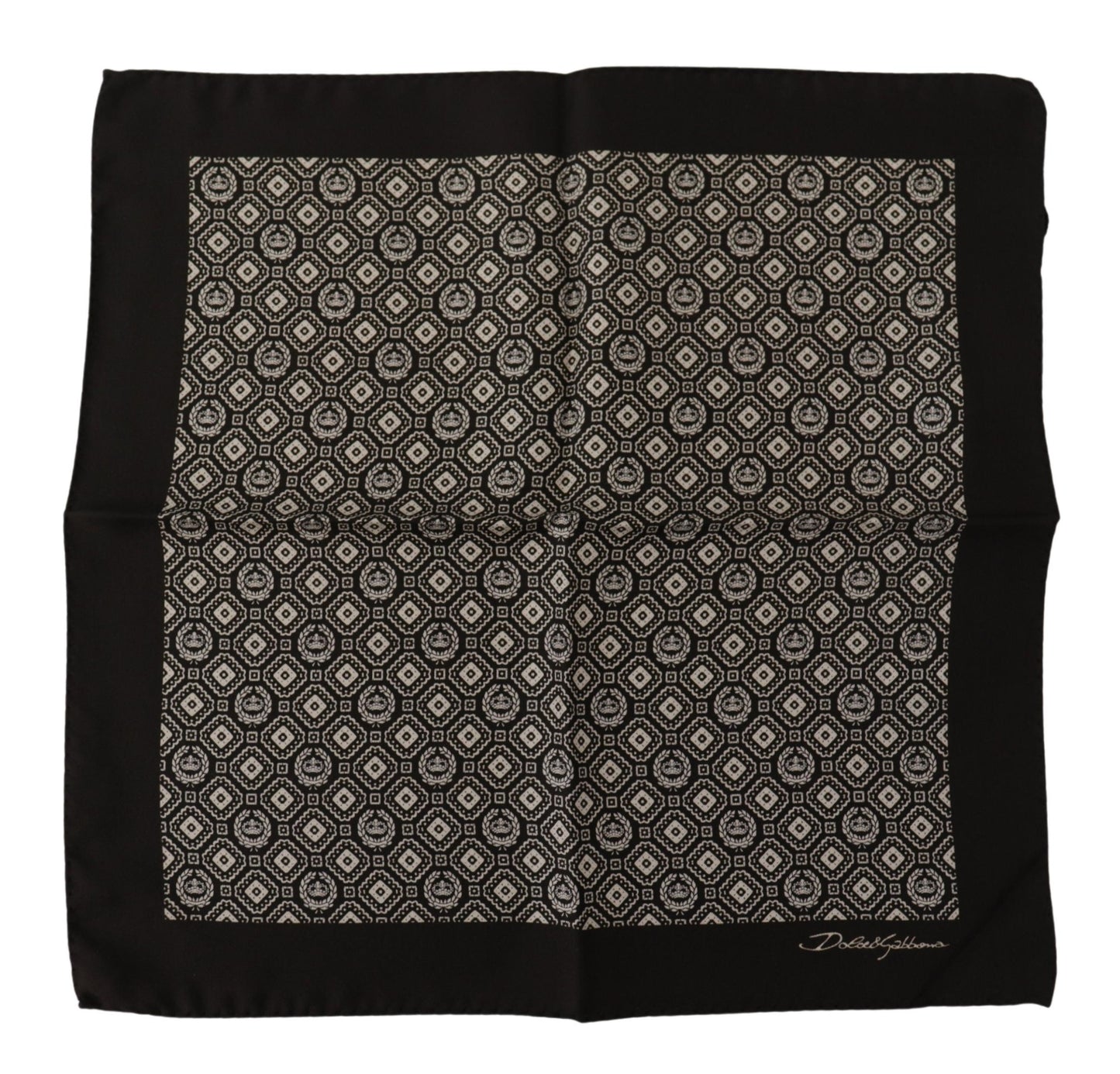 Foulard carré noir à motifs et logo DG Dolce & Gabbana