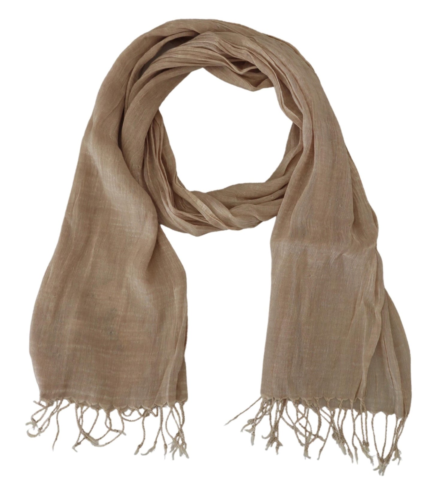 Costume National Châle en coton beige Foulard à franges