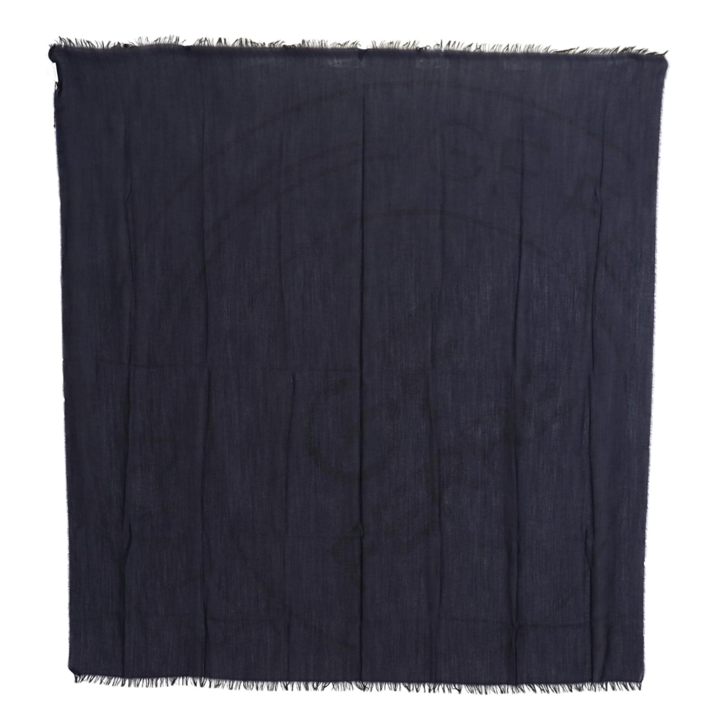 Écharpe châle à franges en laine bleu foncé GF Ferre