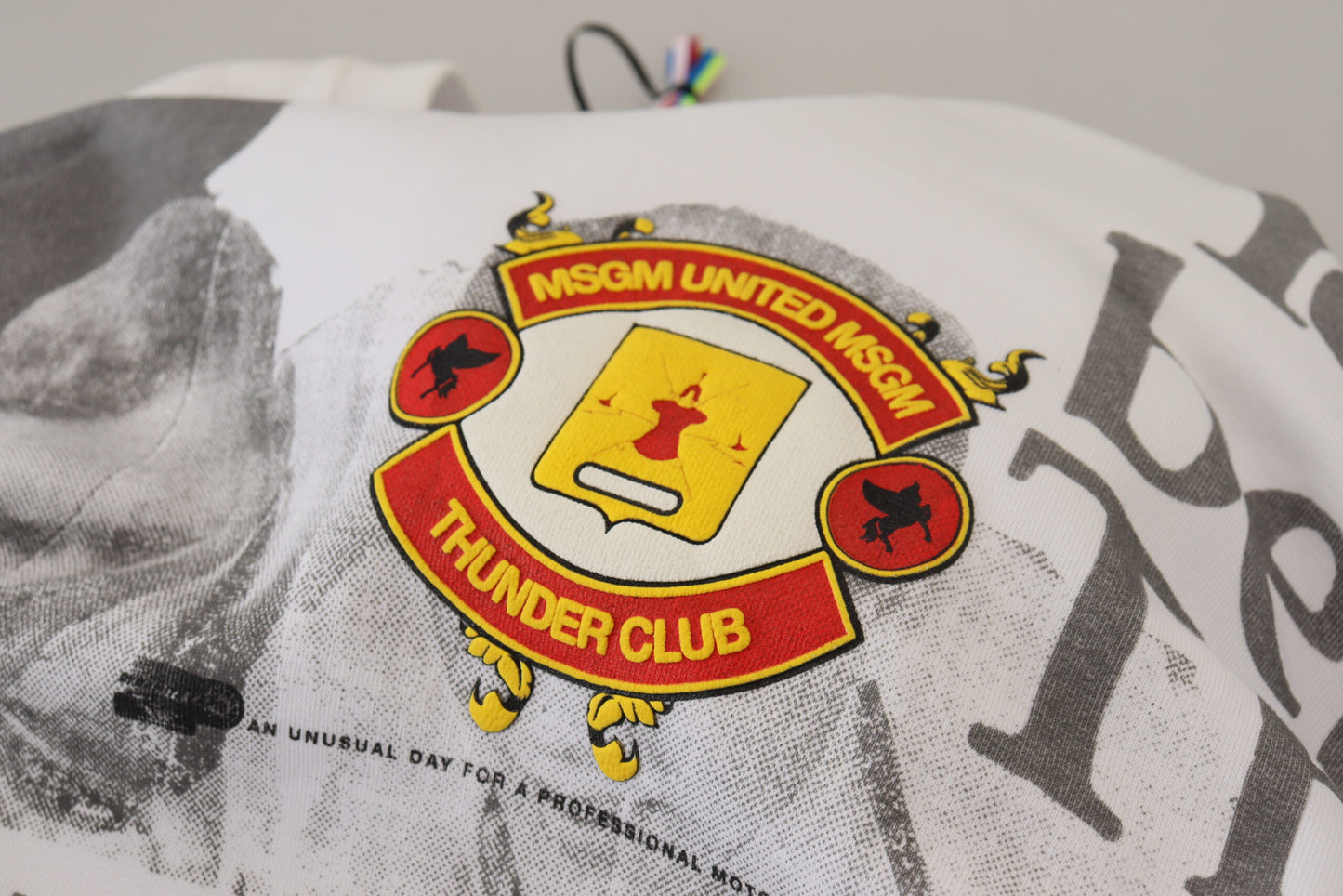 Sweat-shirt pull en coton blanc à col rond de MSGM