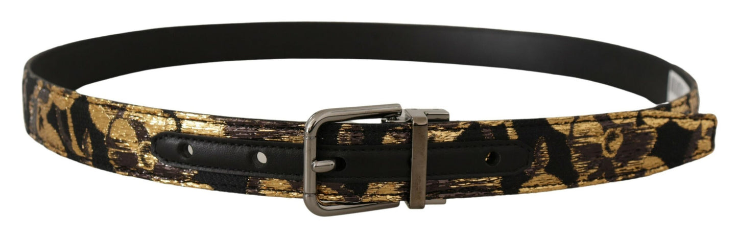 Ceinture Dolce & Gabbana en cuir jacquard multicolore avec boucle en métal et logo