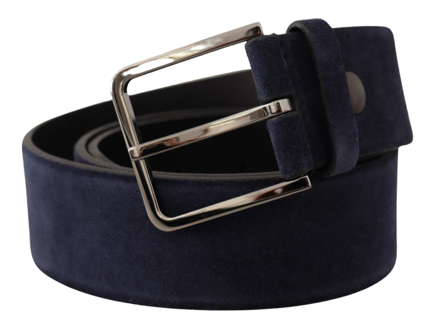 Ceinture Dolce & Gabbana en cuir velours bleu marine avec boucle à logo argenté