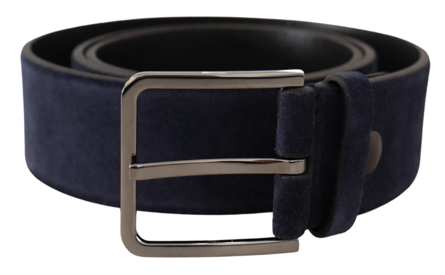 Ceinture Dolce & Gabbana en cuir velours bleu marine avec boucle à logo argenté