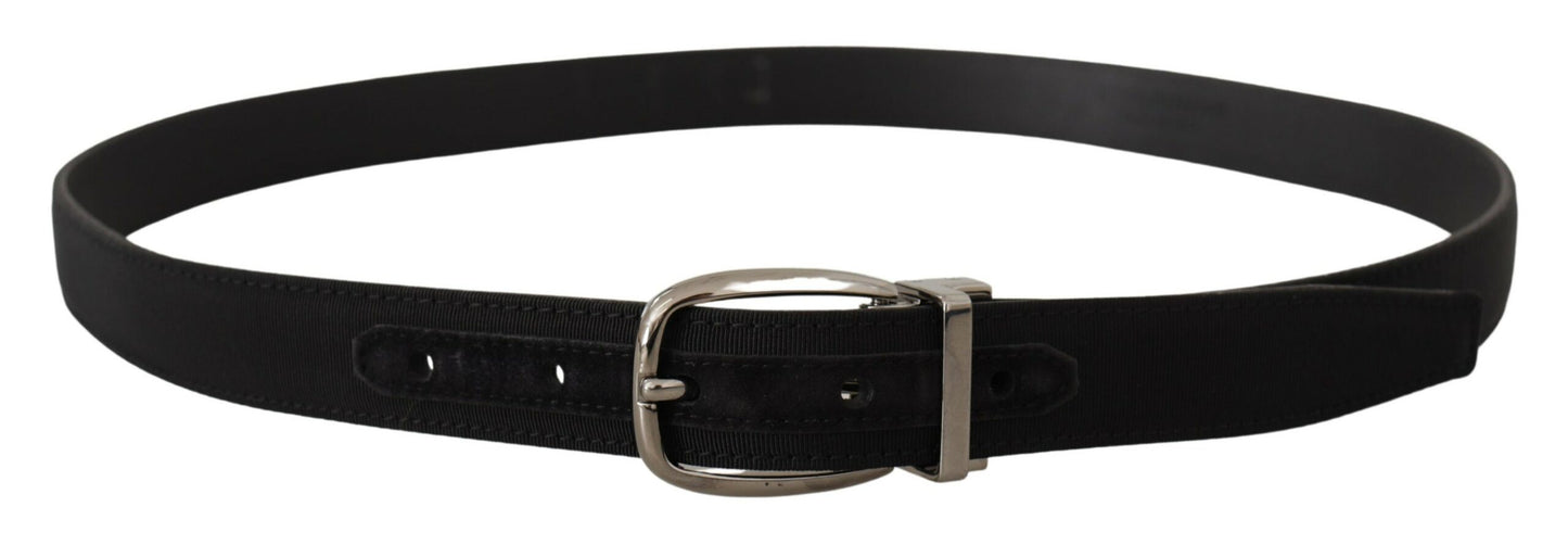 Ceinture Dolce & Gabbana en cuir gros-grain noir avec boucle à logo argenté