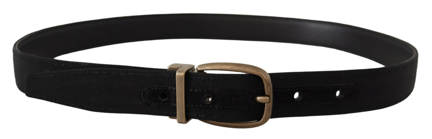 Ceinture Dolce & Gabbana en cuir gros-grain noir et métal bronze