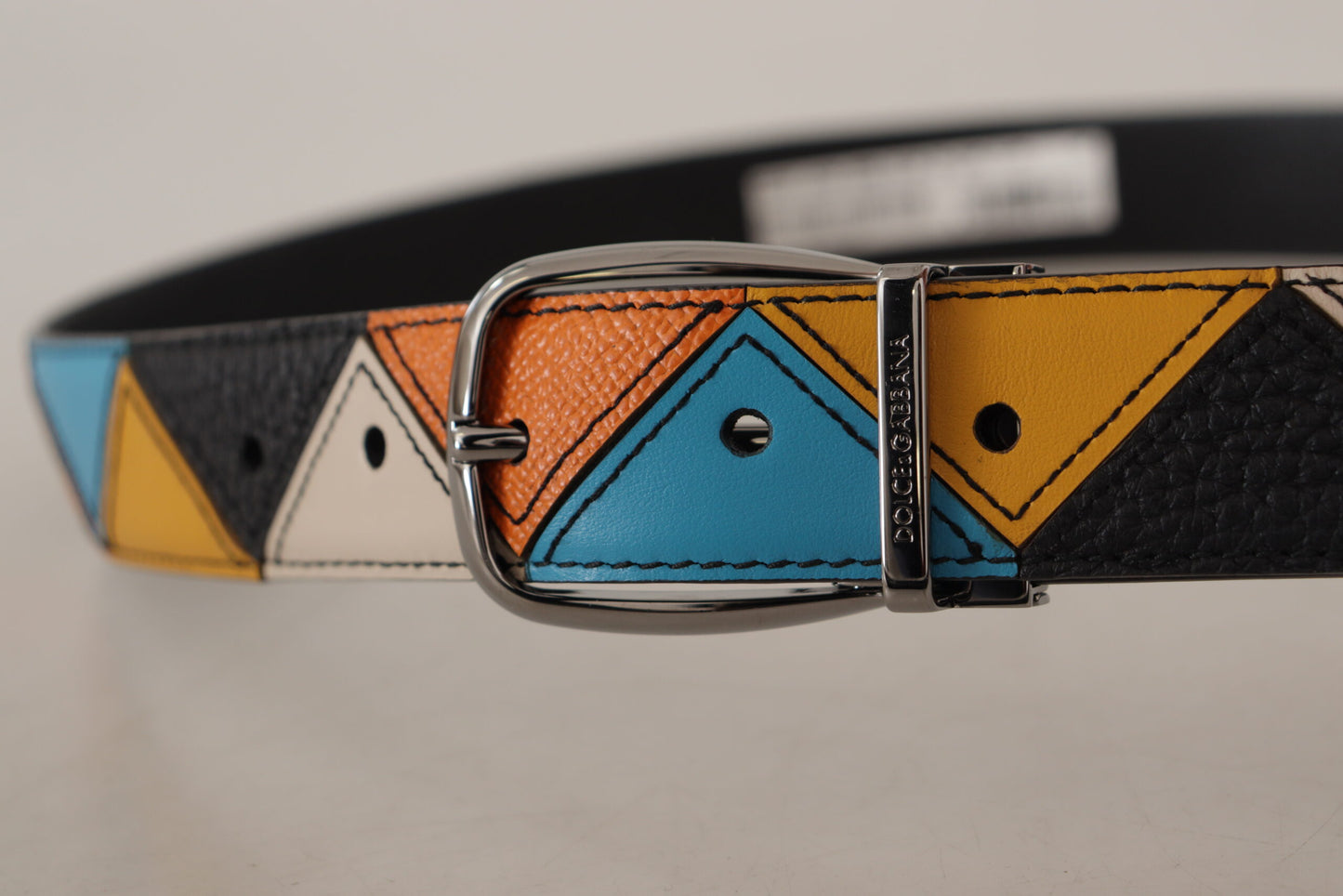 Ceinture Dolce & Gabbana en cuir multicolore avec boucle logo argentée