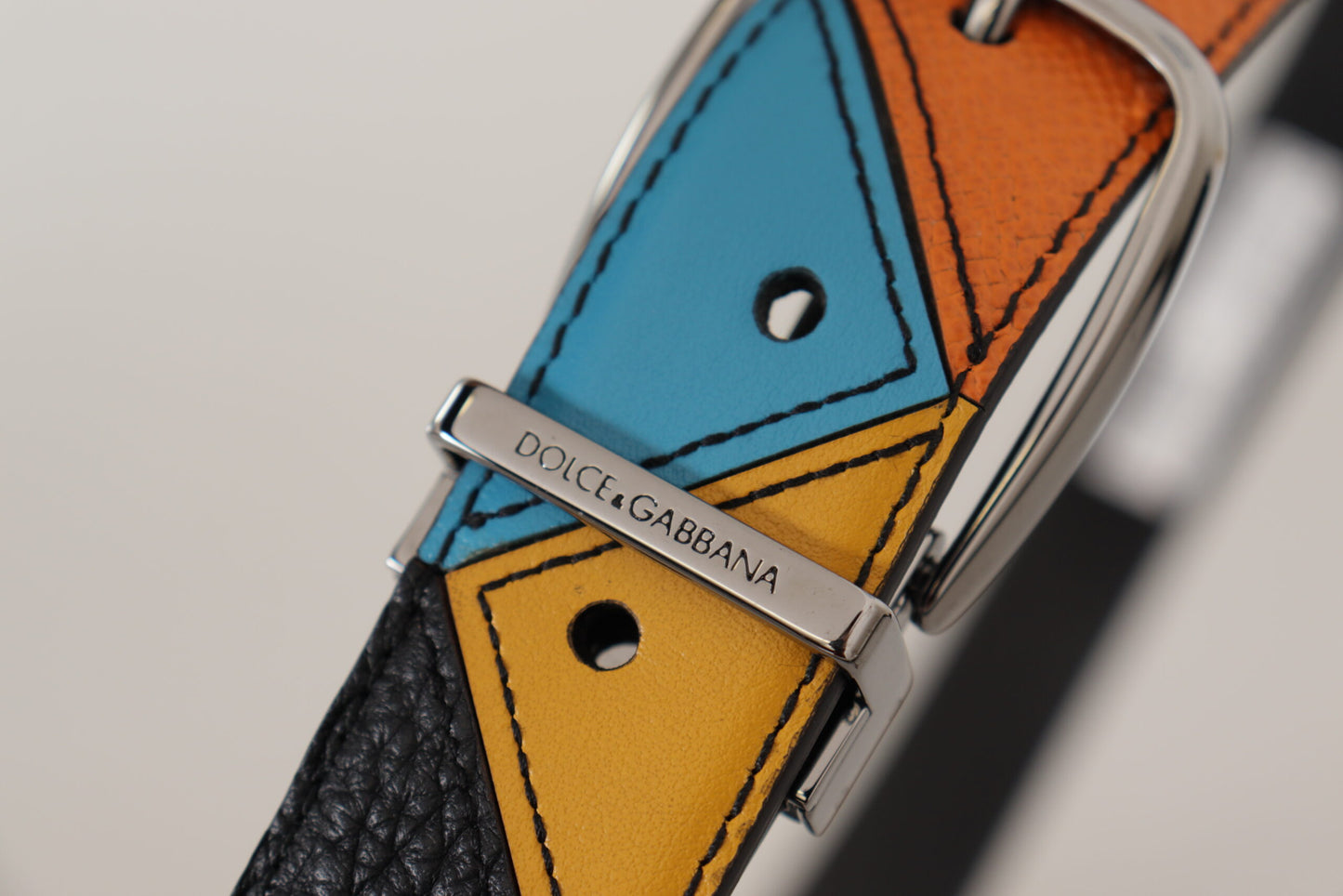 Ceinture Dolce & Gabbana en cuir multicolore avec boucle logo argentée