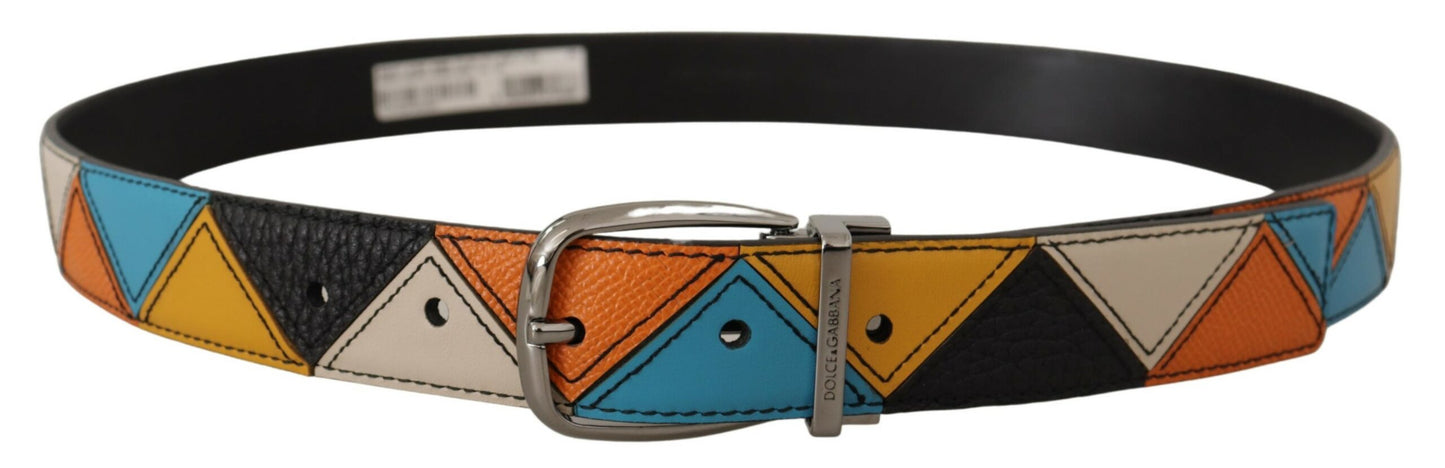 Ceinture Dolce & Gabbana en cuir multicolore avec boucle logo argentée
