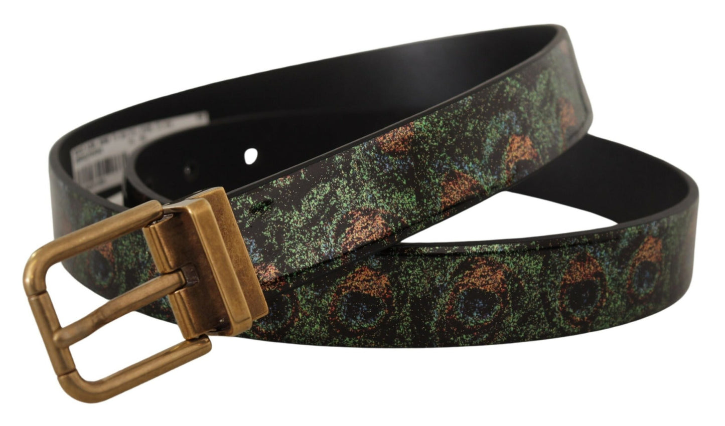 Dolce & Gabbana Ceinture en cuir multicolore Vernice Pavone en métal bronze