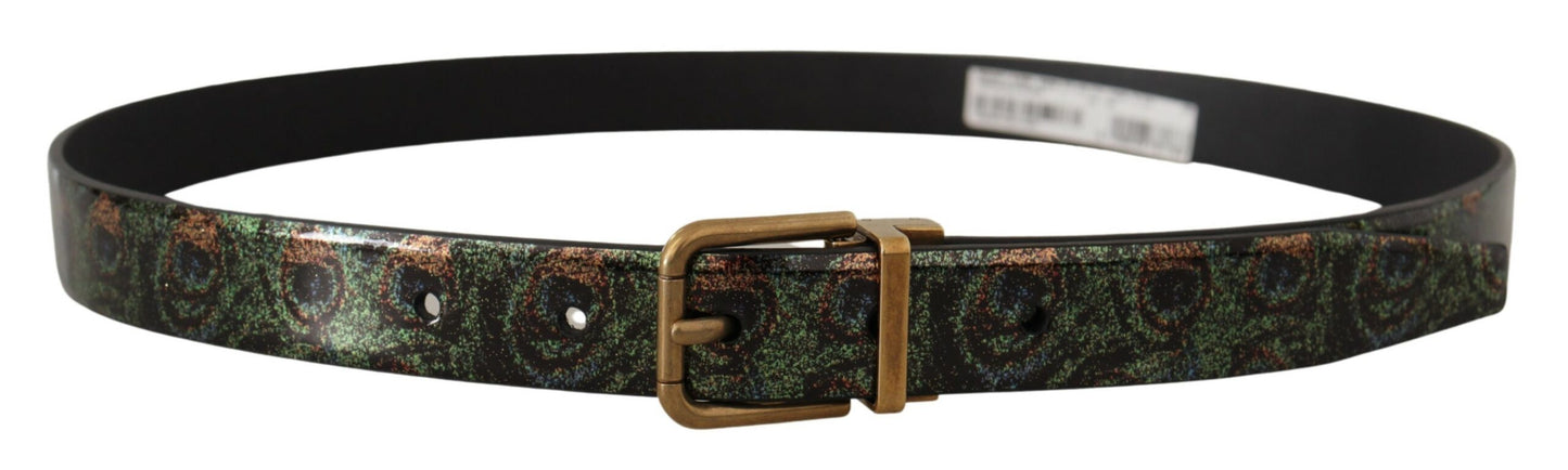 Dolce & Gabbana Ceinture en cuir multicolore Vernice Pavone en métal bronze