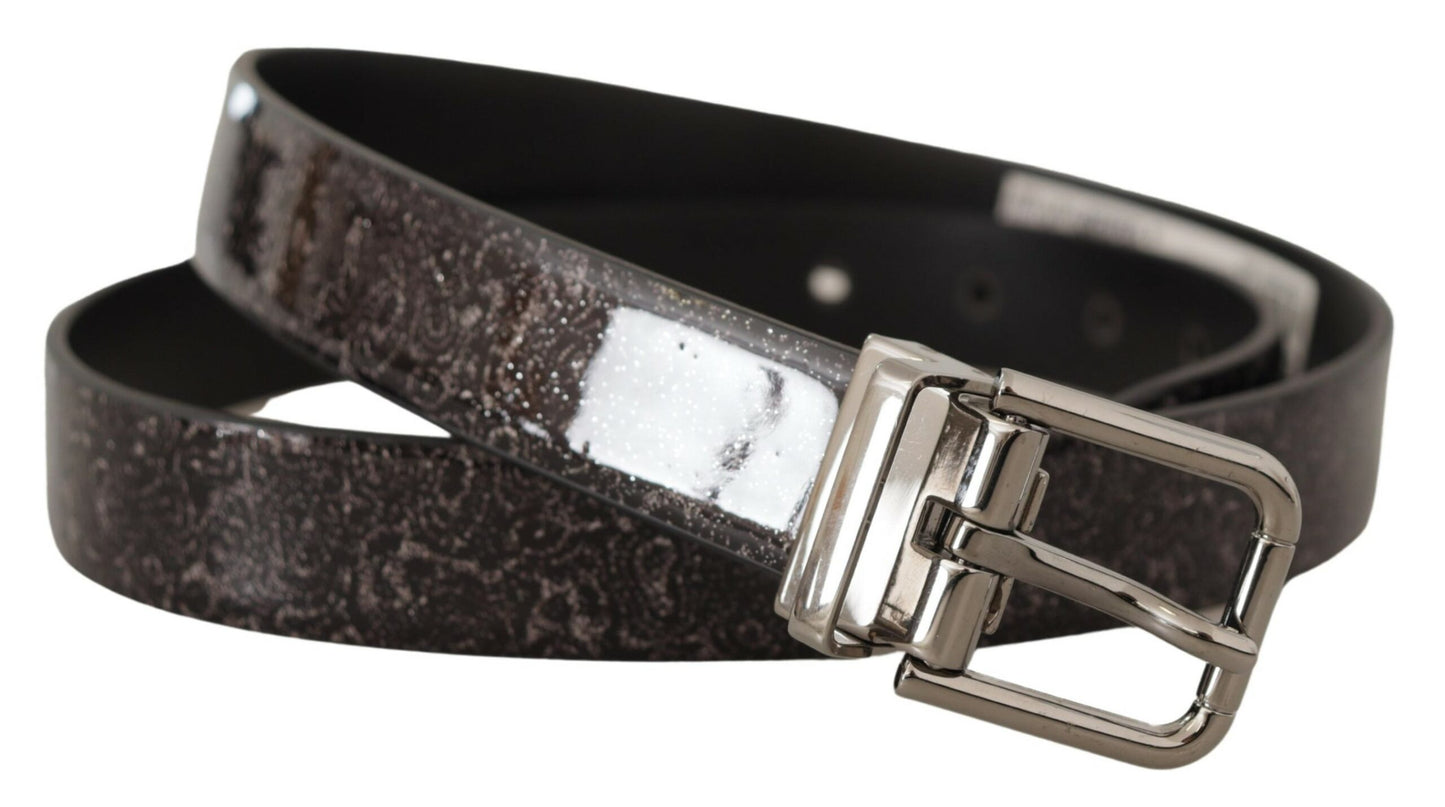 Dolce & Gabbana Ceinture Vernice à boucle en cuir verni noir Goccia Glitter