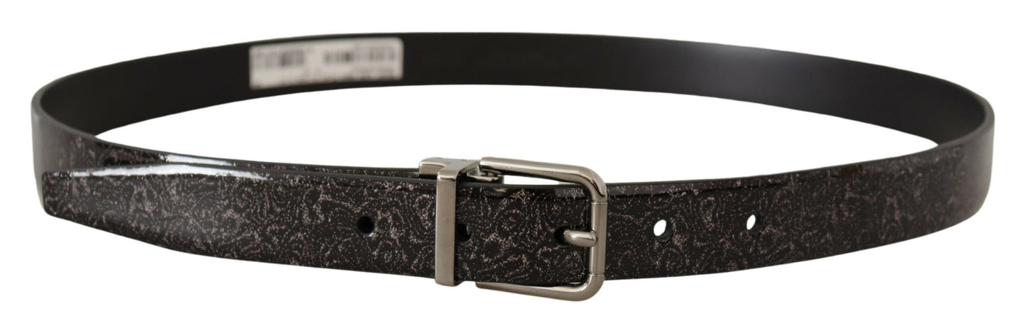 Dolce & Gabbana Ceinture Vernice à boucle en cuir verni noir Goccia Glitter
