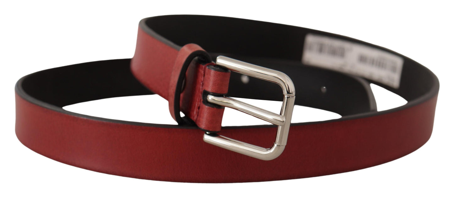 Dolce & Gabbana Ceinture en cuir Vitello marron en métal argenté