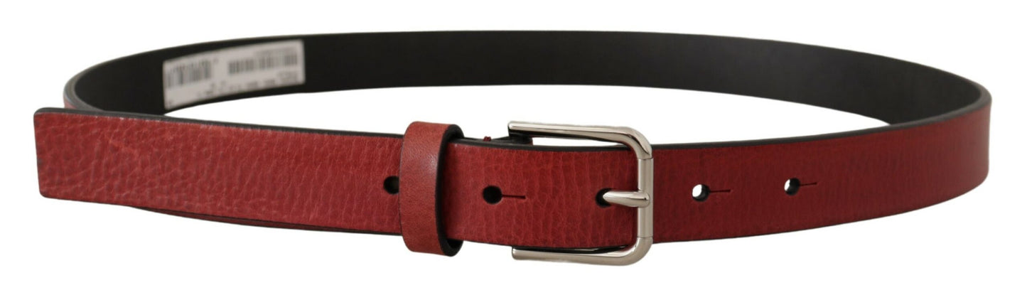 Dolce & Gabbana Ceinture en cuir Vitello marron en métal argenté