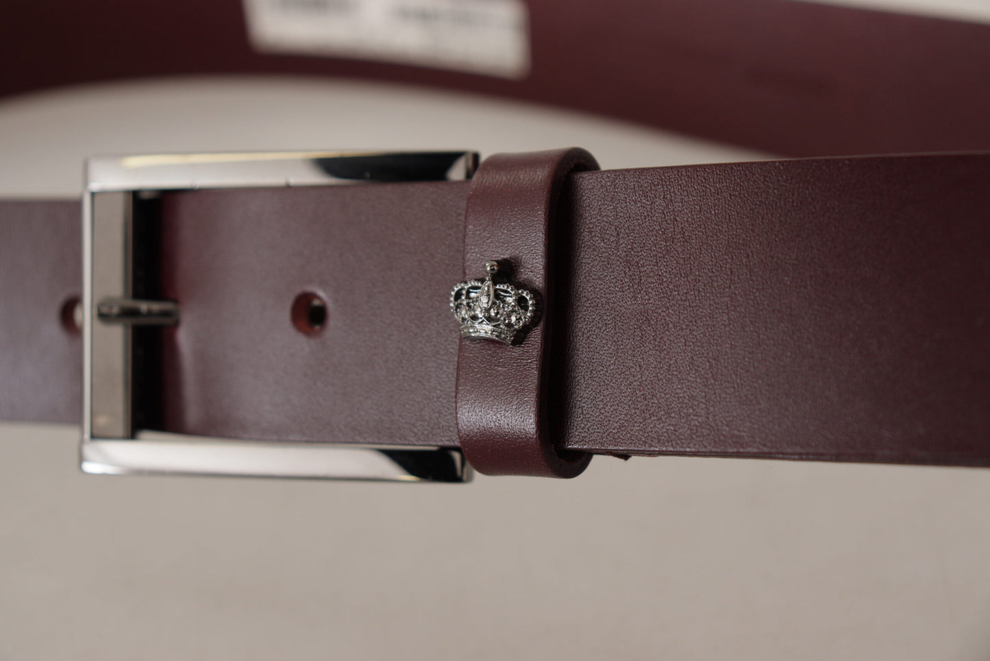 Dolce & Gabbana Bruine Leren Zilveren Metalen Kroon Gesp Riem