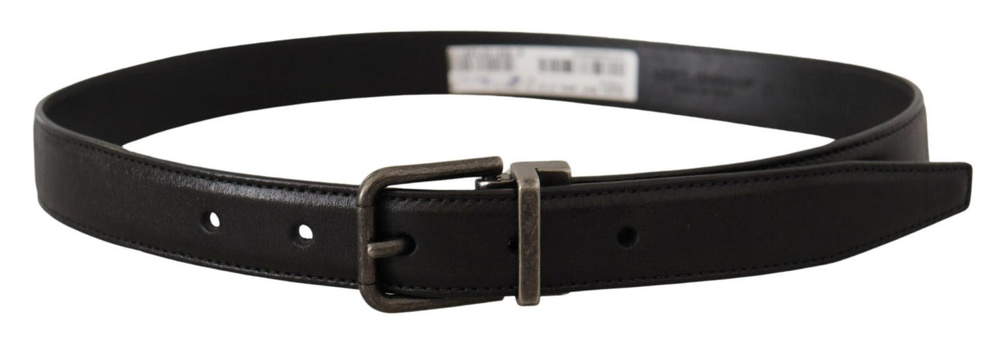 Ceinture Dolce & Gabbana en cuir de veau noir avec boucle en métal et logo