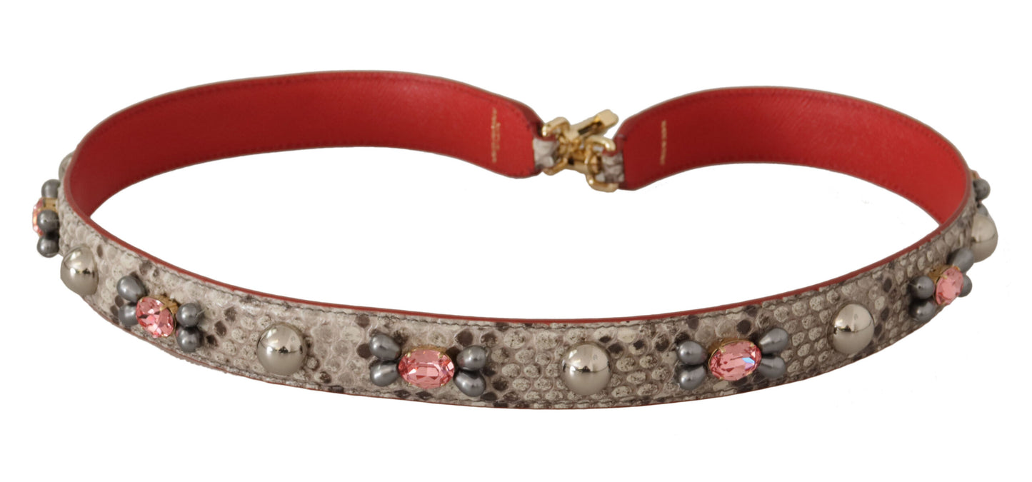 Dolce & Gabbana Beige Exotisch Leren Schouderband met Studs