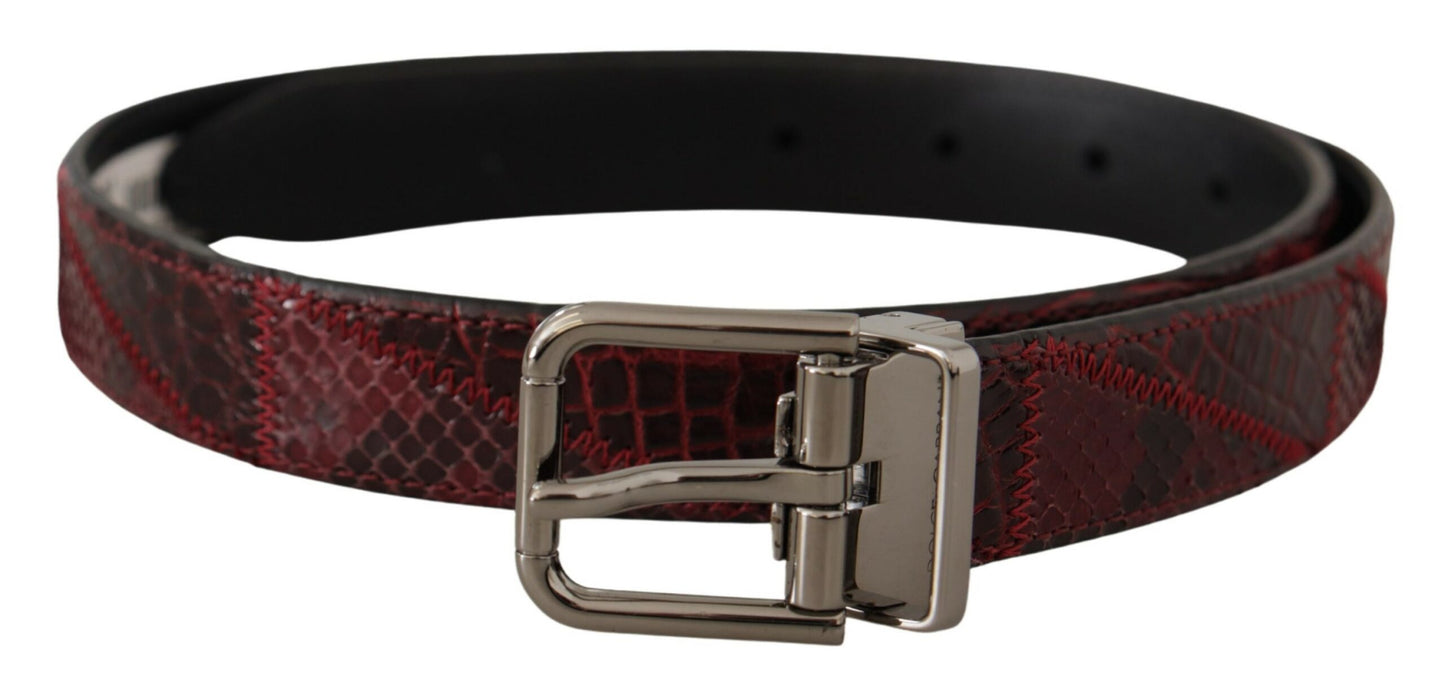 Ceinture Dolce & Gabbana en cuir exotique rouge avec boucle en métal et logo