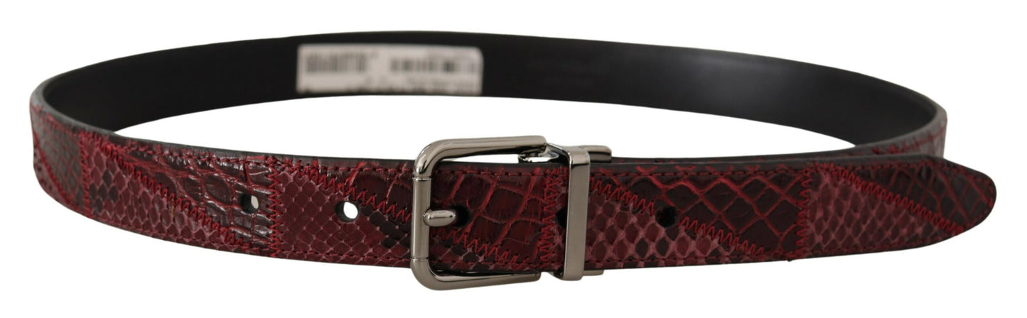 Ceinture Dolce & Gabbana en cuir exotique rouge avec boucle en métal et logo
