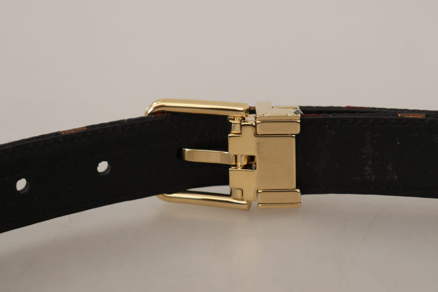 Ceinture Dolce & Gabbana en cuir jacquard multicolore avec boucle en métal doré